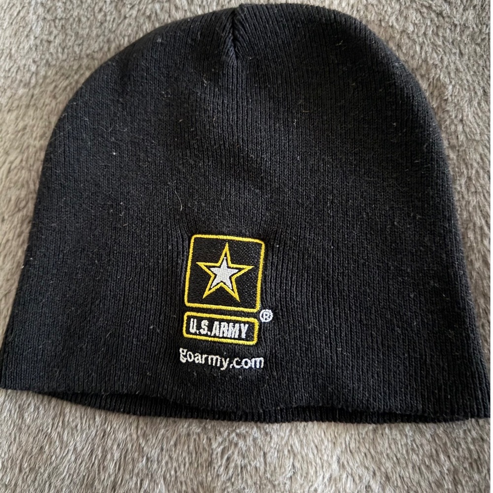 US Army Beanie Black Knit Skull Cap Embroidered Star Logo GoArmy Hat